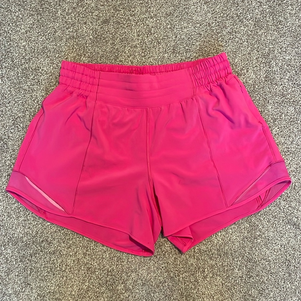 Lululemon high rise hotty hot shorts 4”. Hot pink. Size 8